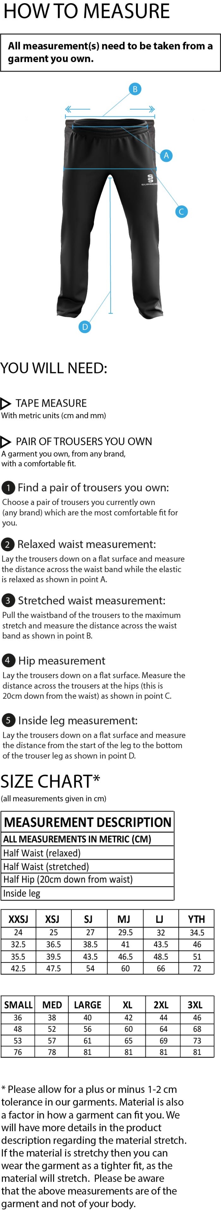 Dual Poplin Track Pant - Black - Men's Fit - Size Guide