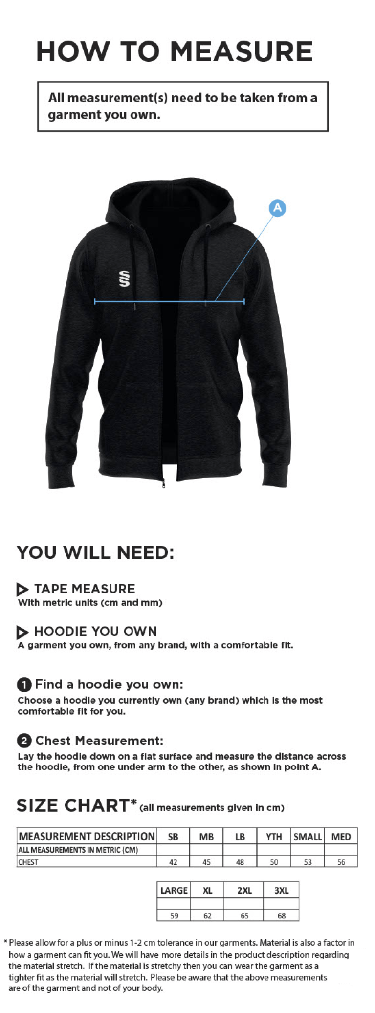Dual Full Zip Hoody - Black - Men's/Unisex Fit - Size Guide