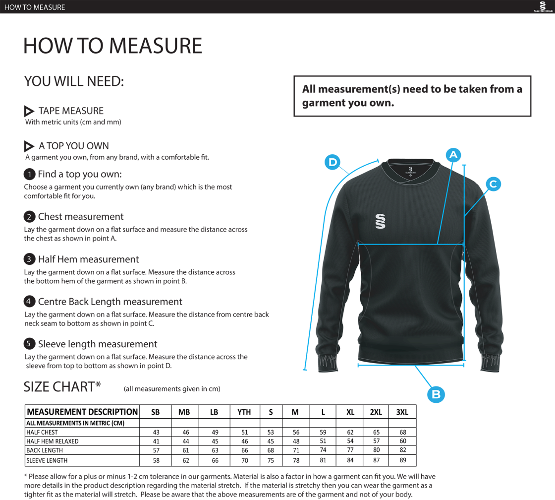 Run Out Top - Black - Unisex Fit - Size Guide