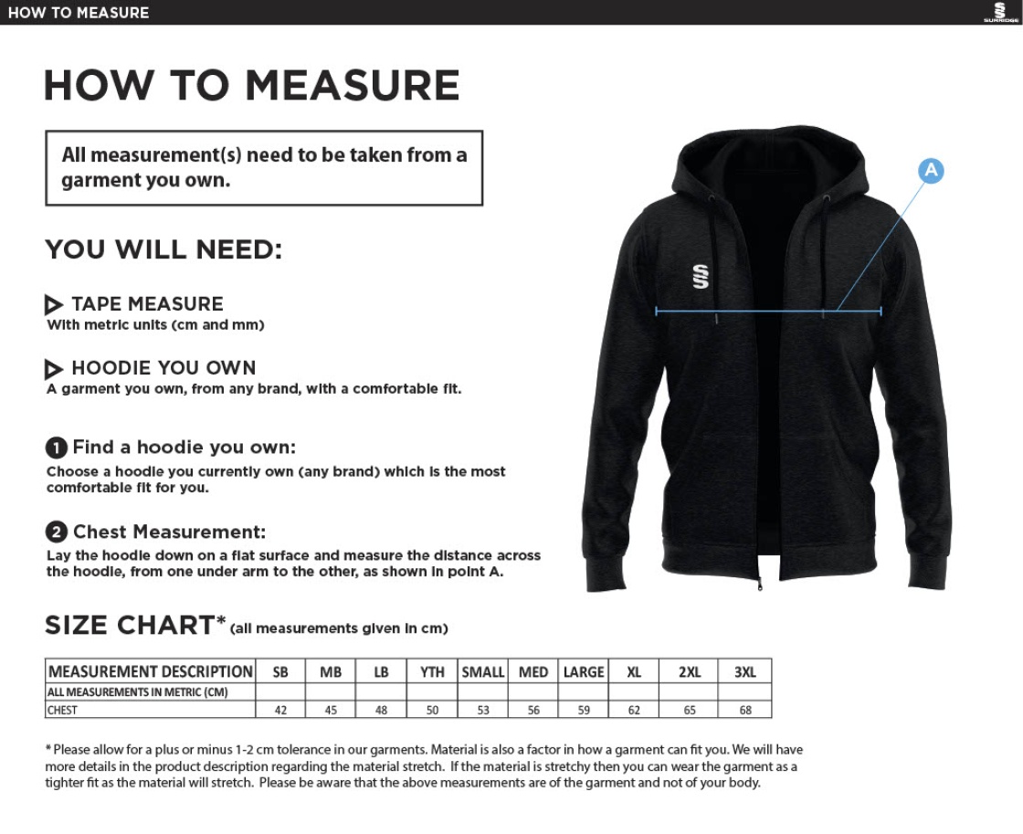 Dual Full Zip Hoody - Black - Men's/Unisex Fit - Size Guide